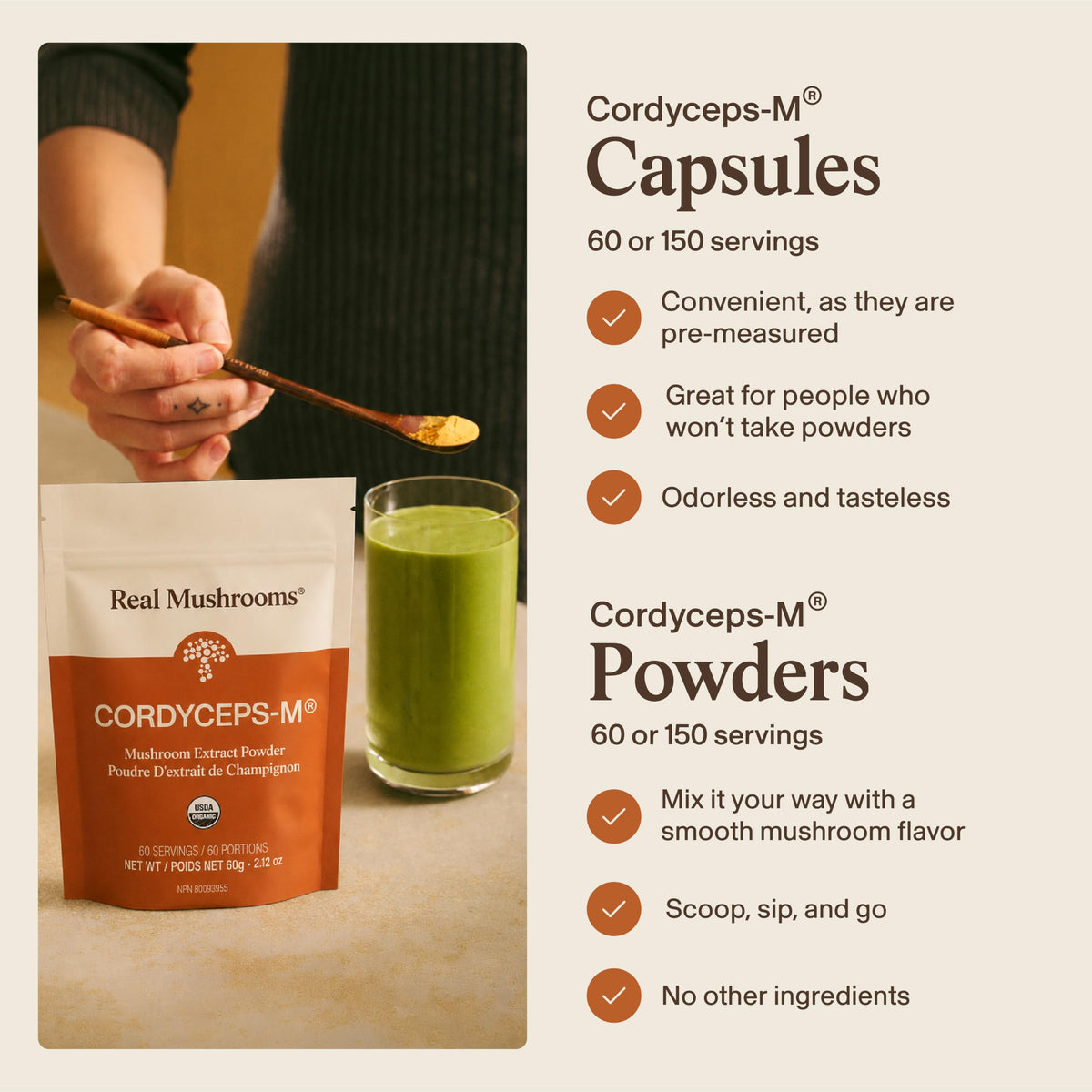 Real Mushrooms Organic Cordyceps Powder for Performance - 150 Servings - image 4