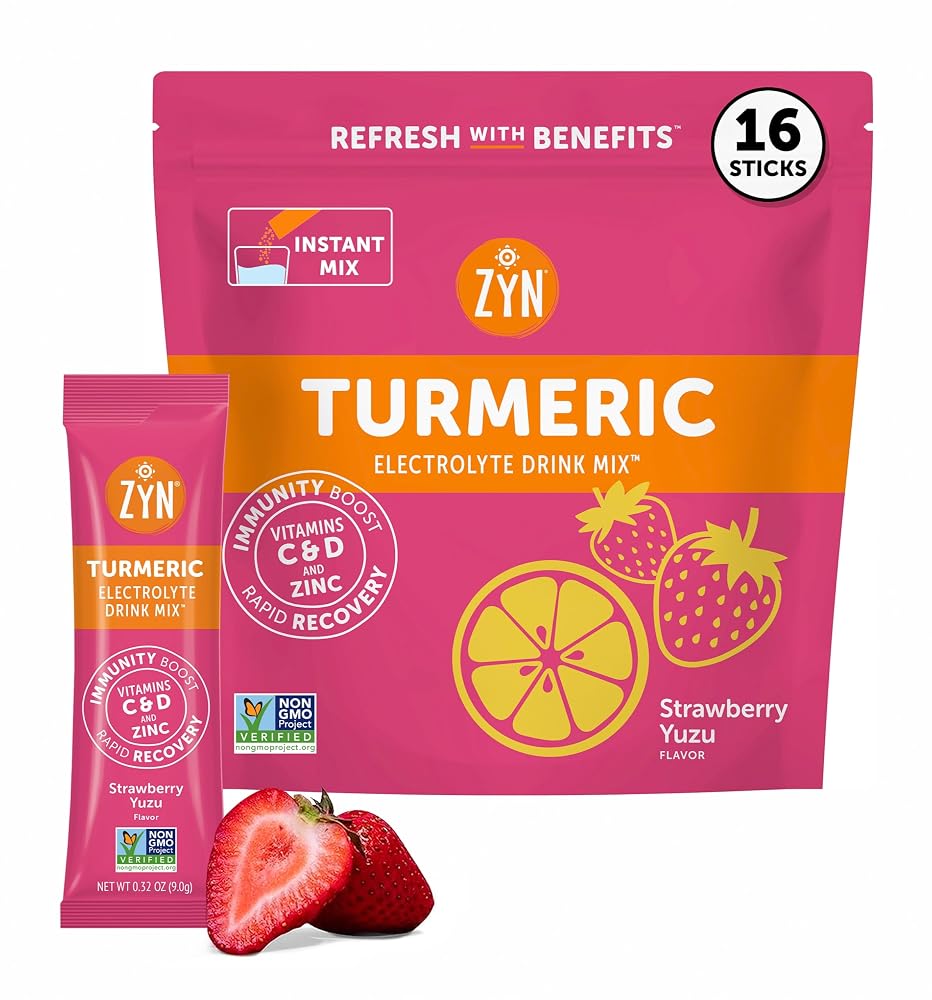 ZYN Turmeric & Electrolyte Strawberry Yuzu Drink Mix - 16 Packets