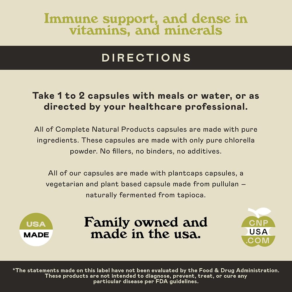 Complete Natural Products Organic Chlorella 500mg - 100 Capsules - image 9