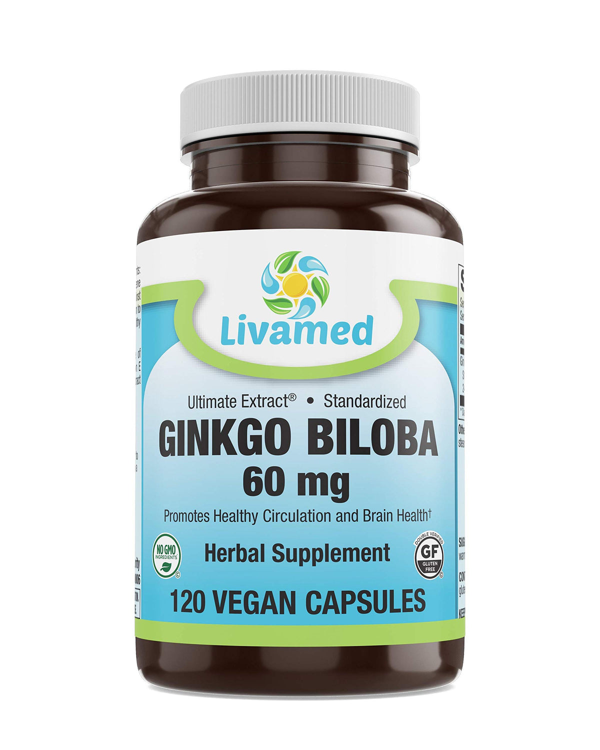 Livamed Ginkgo Biloba 60 mg Vegetarian Capsules - 120 Count