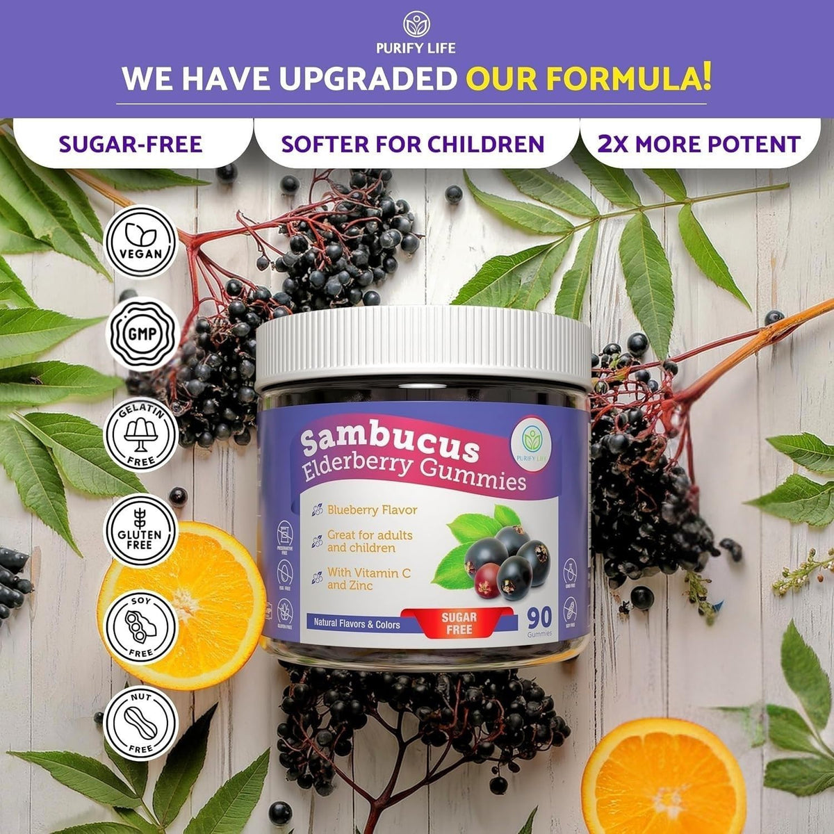 Purify Life Sugar-Free Elderberry Gummies with Vitamin C & Zinc - 90ct - image 2