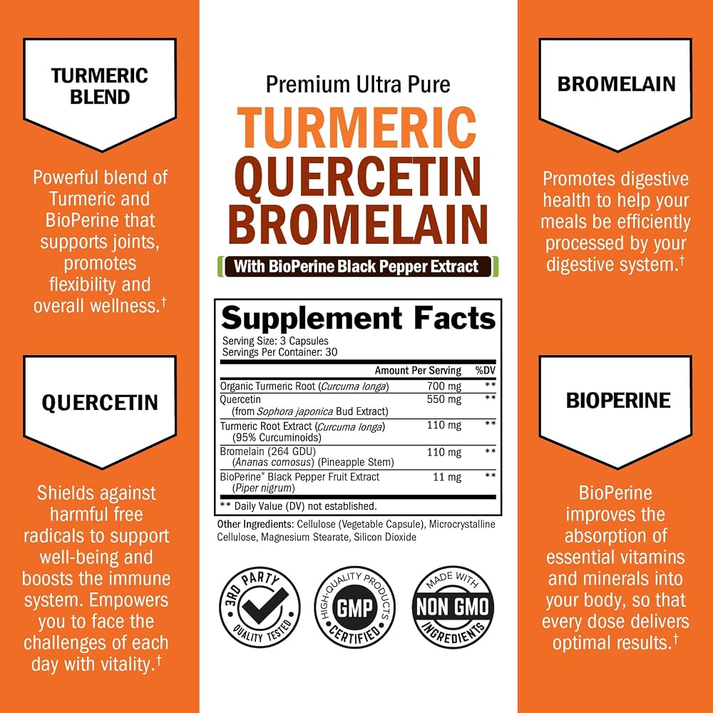 BioSchwartz Turmeric Quercetin with Bromelain - 90 Capsules - image 2
