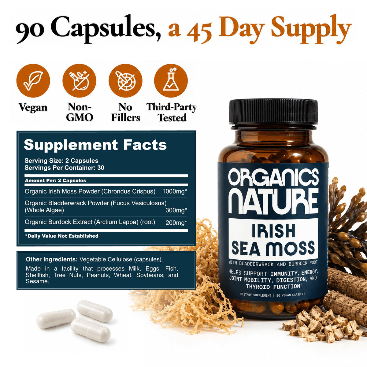 ORGANICS NATURE Irish Sea Moss Capsules with Bladderwrack & Burdock - image 4