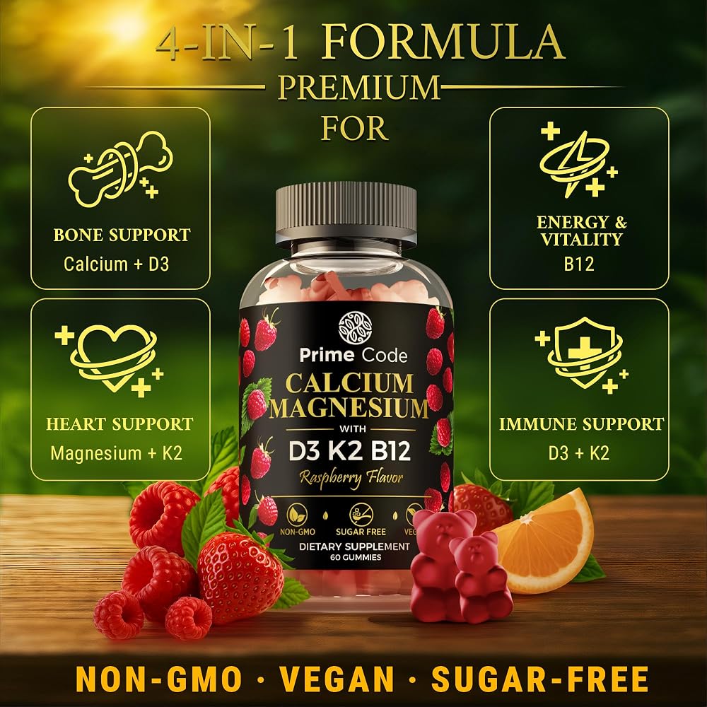 Prime Code Calcium Gummies with Magnesium Vitamin D3 K2 B12 - 60 Count - image 4