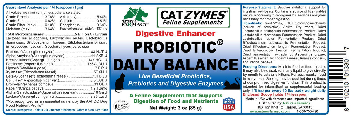 CATZYMES Probiotic Daily Balance Prebiotics Enzymes - 3 Ounce - image 4