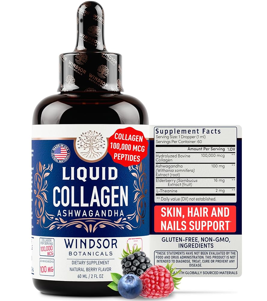 Windsor Botanicals Liquid Collagen with Ashwagandha - 100,000 mcg - 2oz - image 9