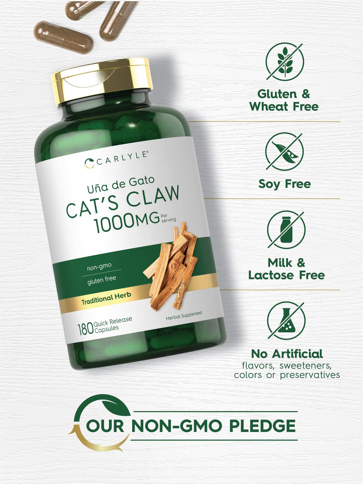 Carlyle Cat's Claw Herb Capsules 1000mg - 180 Count - image 4