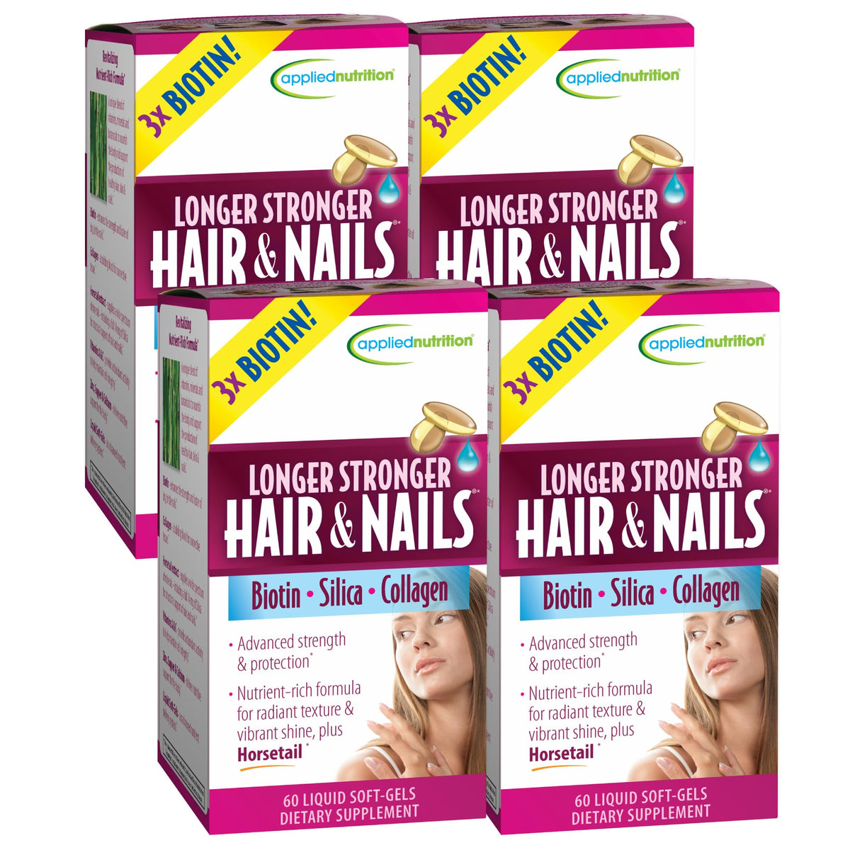 Applied Nutrition Longer Stronger Hair & Nails - 60 Liquid Soft-Gels