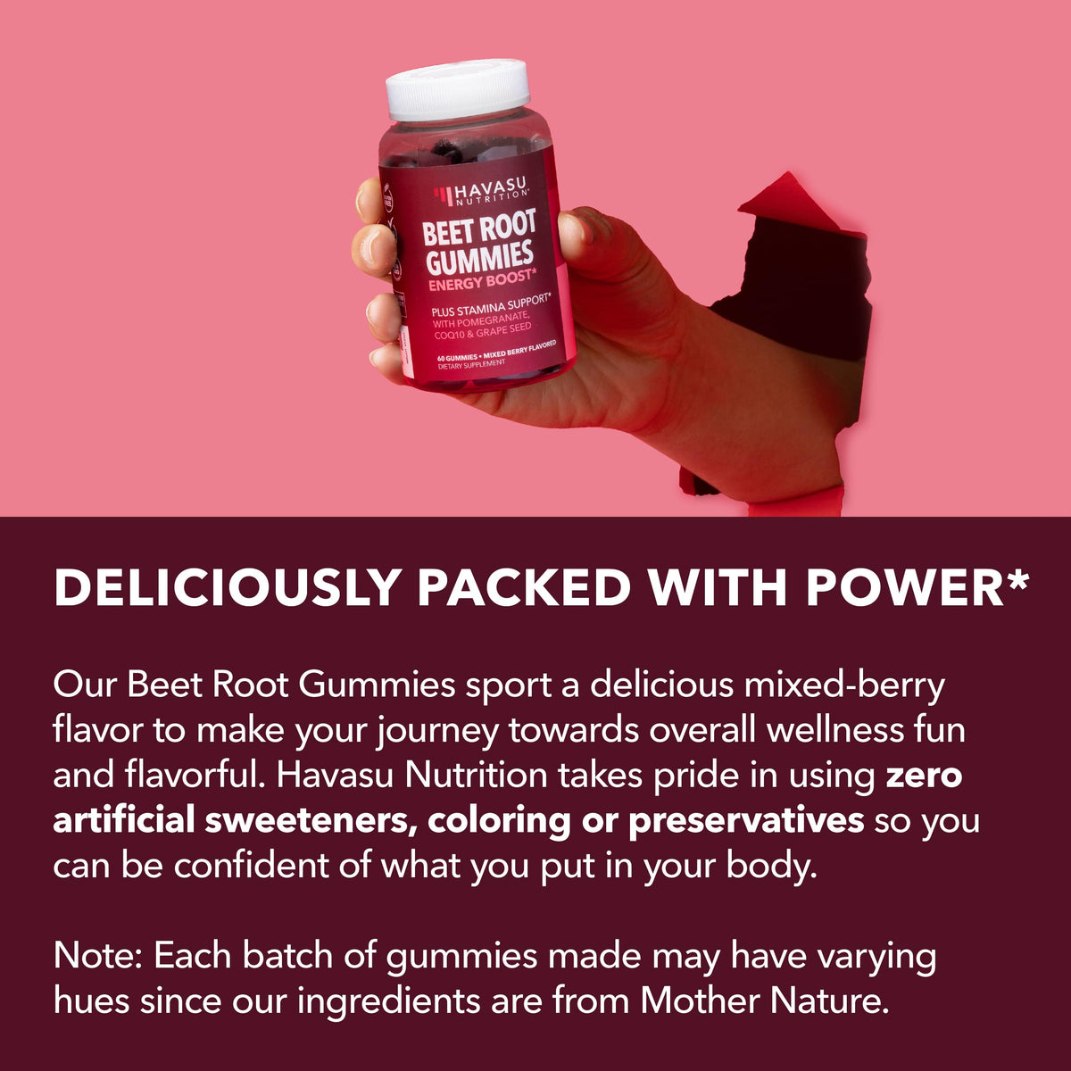HAVASU NUTRITION Beet Root Gummies with COQ10 & Pomegranate - Nitric