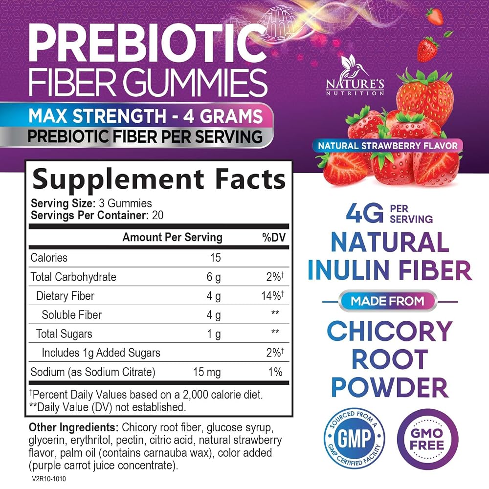 Nature's Nutrition Fiber Gummies 4g - Premium Prebiotic Plant Based - image 3
