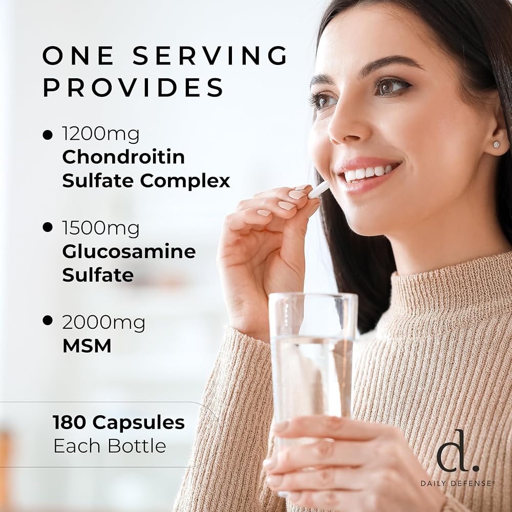 Daily Defense Glucosamine with Chondroitin & MSM Joint Support - 180 Capsules - image 4