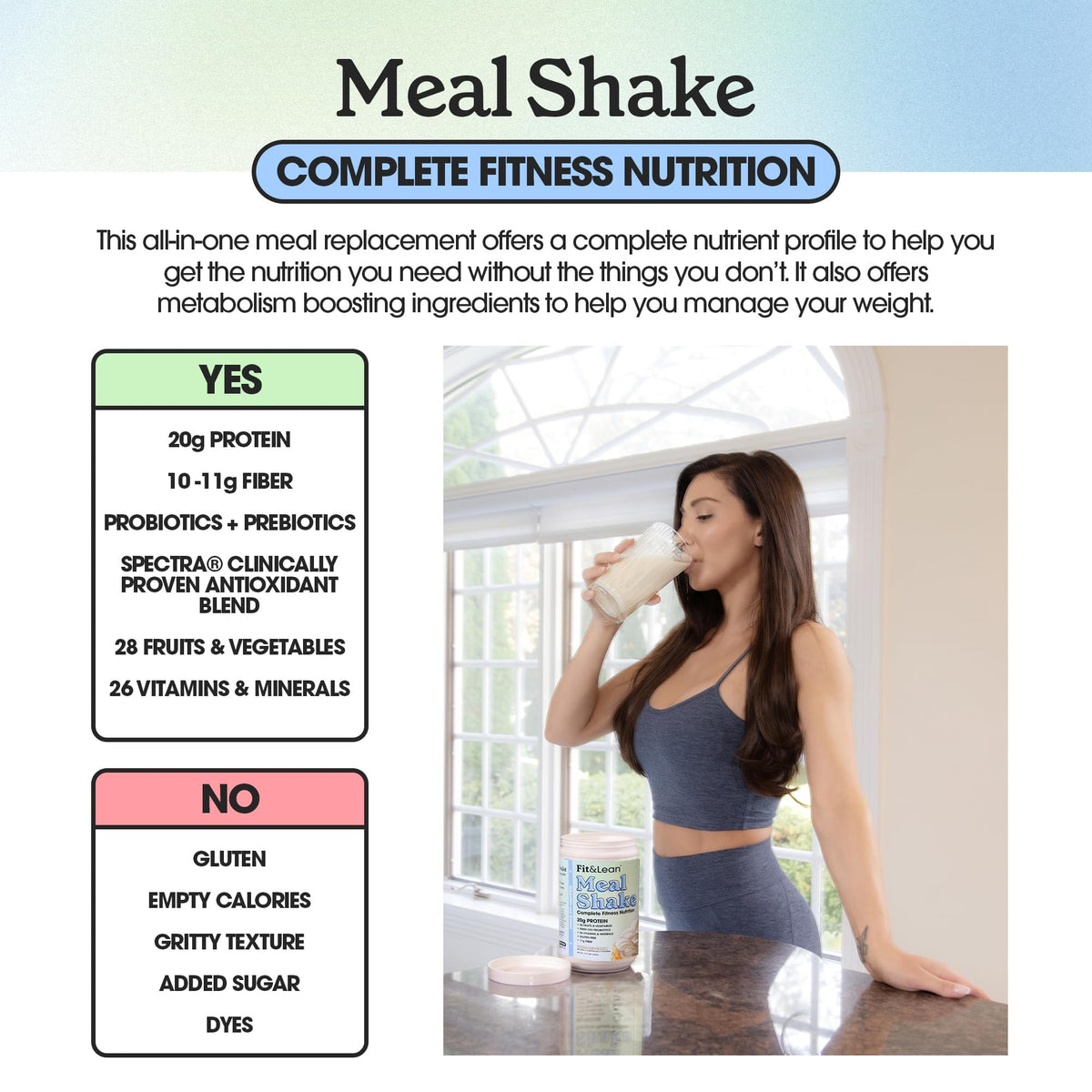 Fit & Lean Meal Shake Protein Powder Cookies and Cream - 10 Servings - image 2