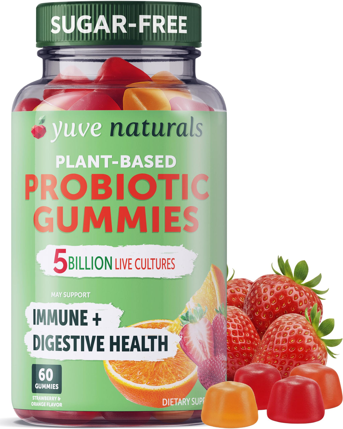 Yuve Natural Sugar Free Probiotic Gummies 5 Billion CFU - 60 Gummies