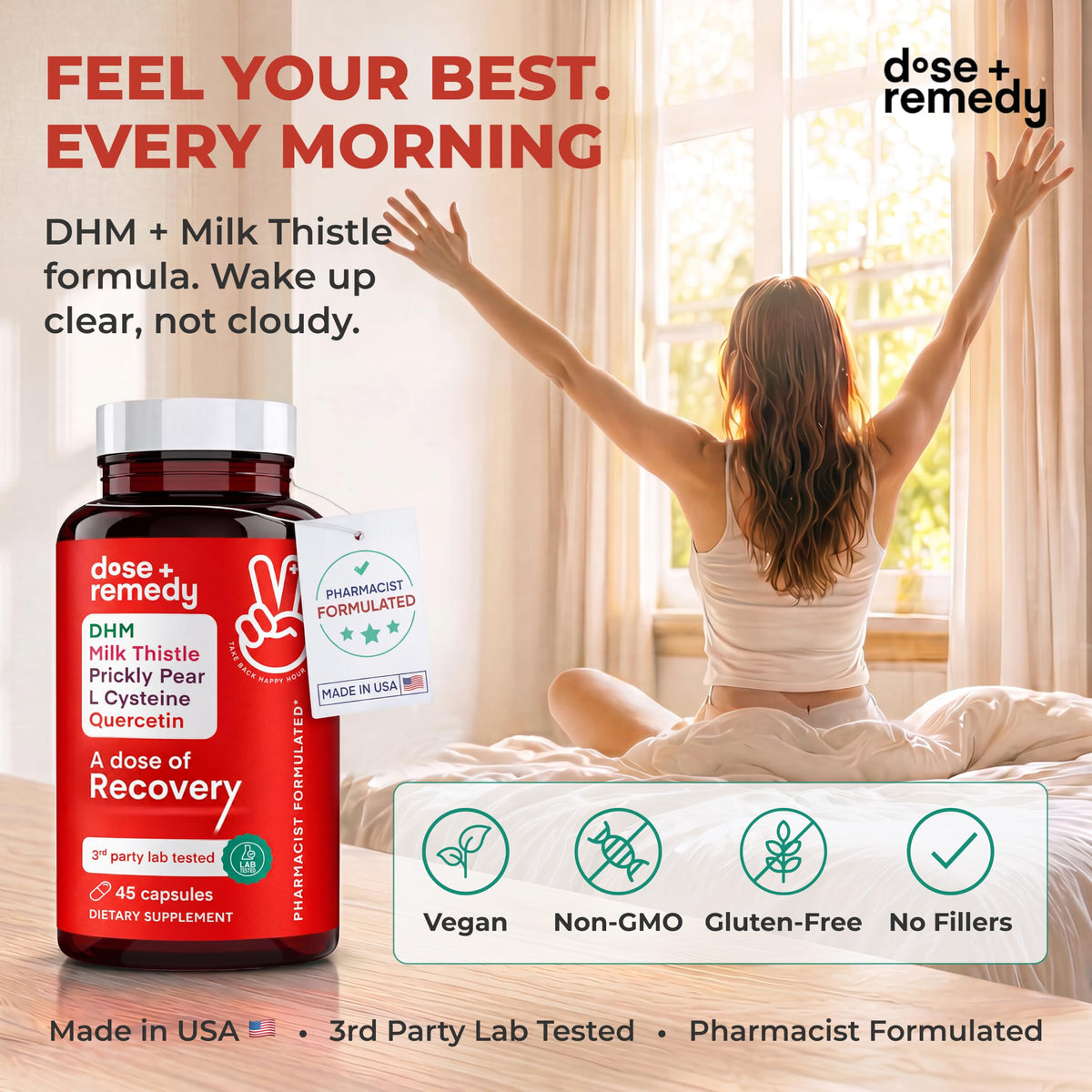 Dose + Remedy Asian Flush & Hangover Pills DHM - 45 Capsules - image 2