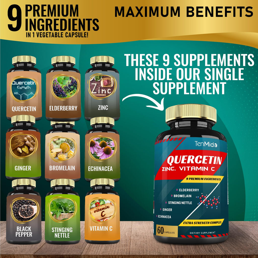 Tenmido Quercetin Extract with Elderberry & Echinacea - 60 Capsules - image 2