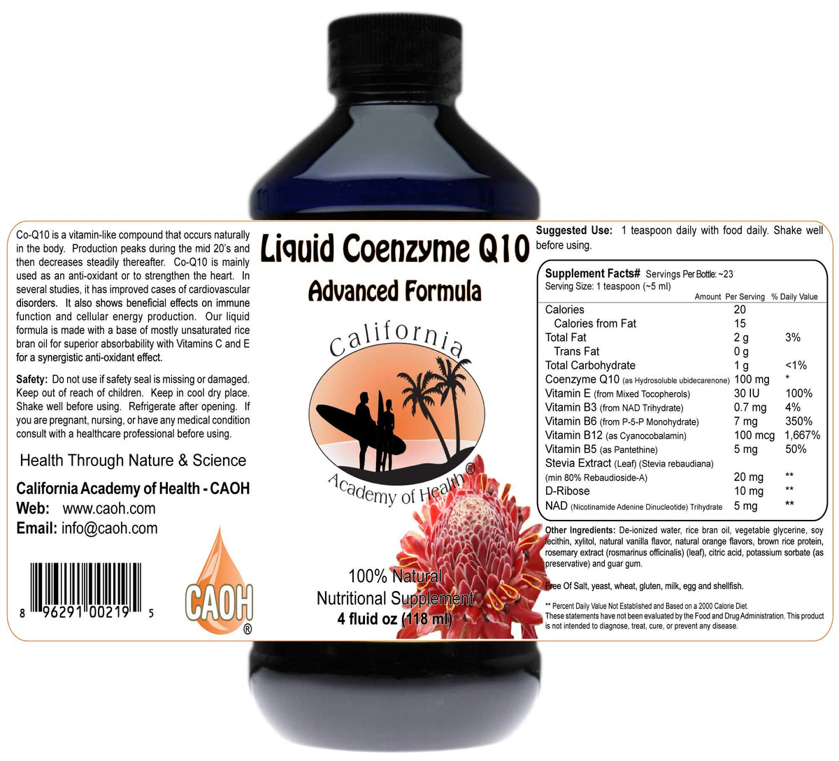 California Academy of Health Liquid CoQ10 with Vitamins C and E - 4 oz