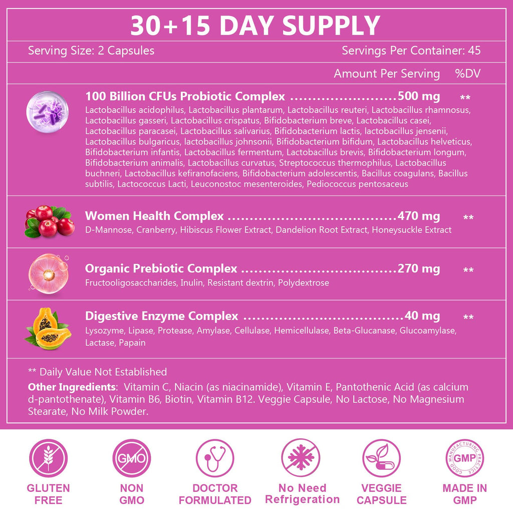 NATURE TARGET Probiotics for Women 100 Billion CFU - 90 Capsules - image 7