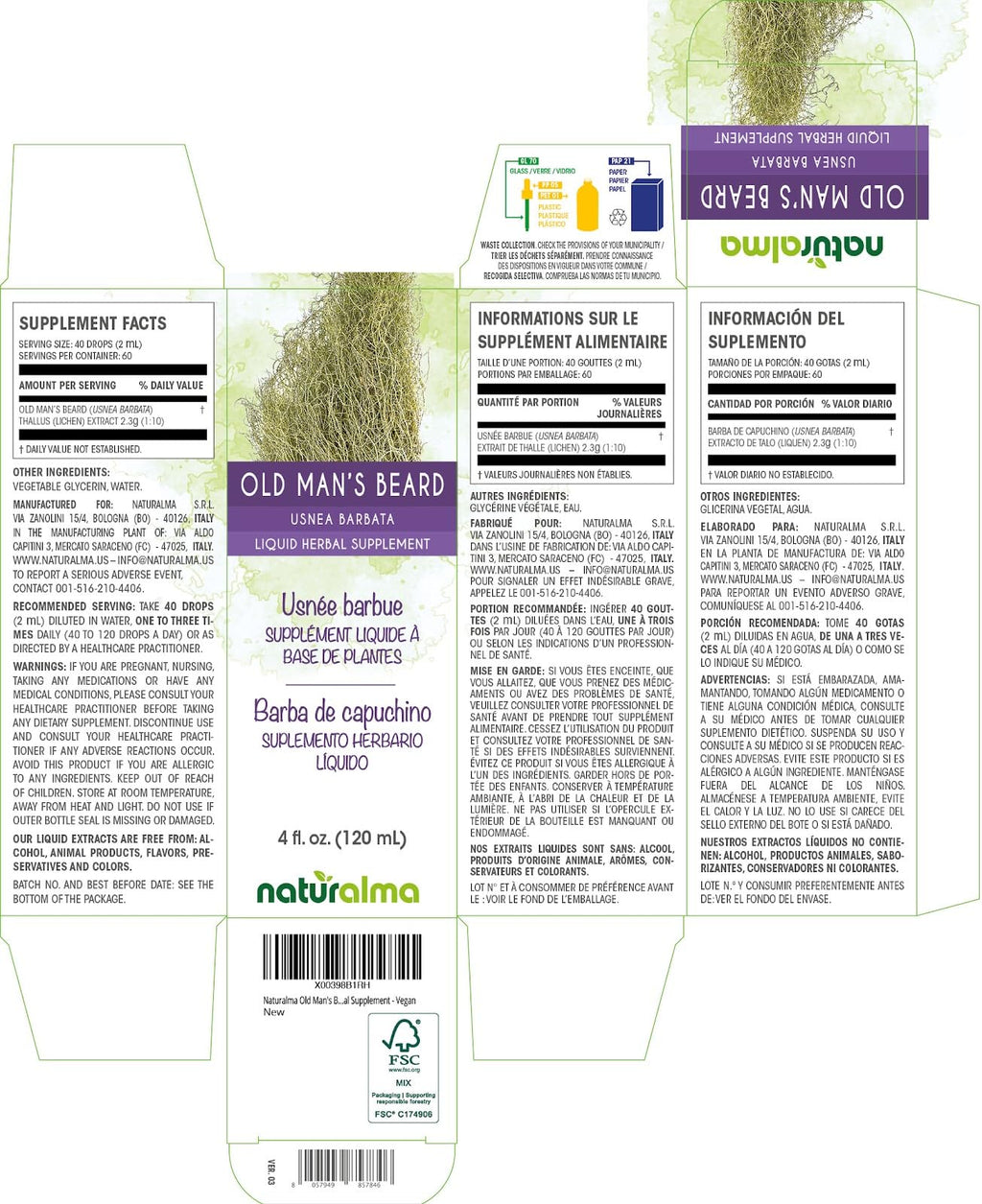 Naturalma Old Man's Beard Lichen Tincture - 4 fl oz - image 2