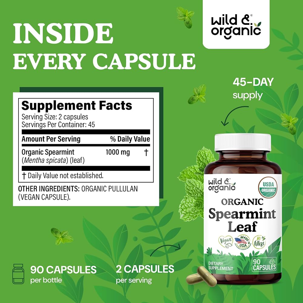 Wild & Organic USDA Organic Spearmint Capsules - 90 Count - image 3