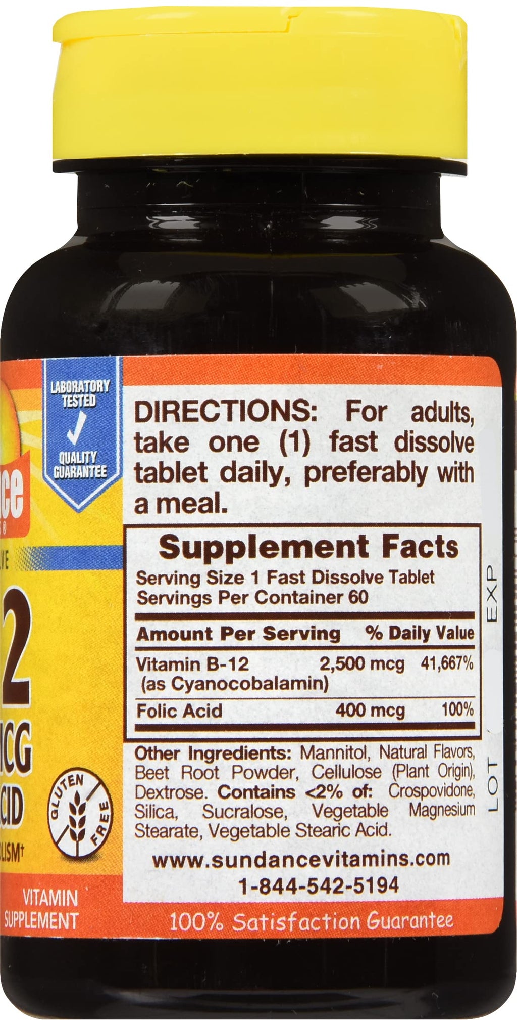 Liarminoo Sundance B-12 2500 mcg + Folic Acid Fast Dissolve - 120 Tablets - image 4
