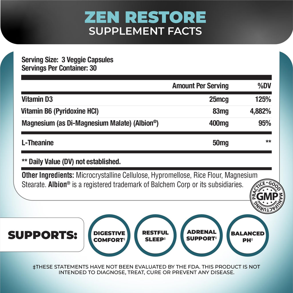 Nutrology Zen Restore Magnesium Malate 400mg - 90 Capsules - image 2