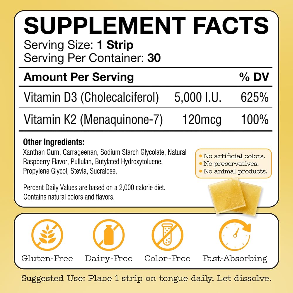 Holy Strips Vitamin D3 K2 5000 IU Oral Strips - 30 Count - image 9