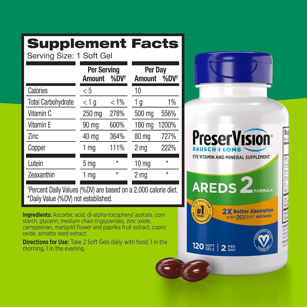 PreserVision AREDS 2 Vegan Eye Vitamins with OCUSorb - 120 Softgels - image 5