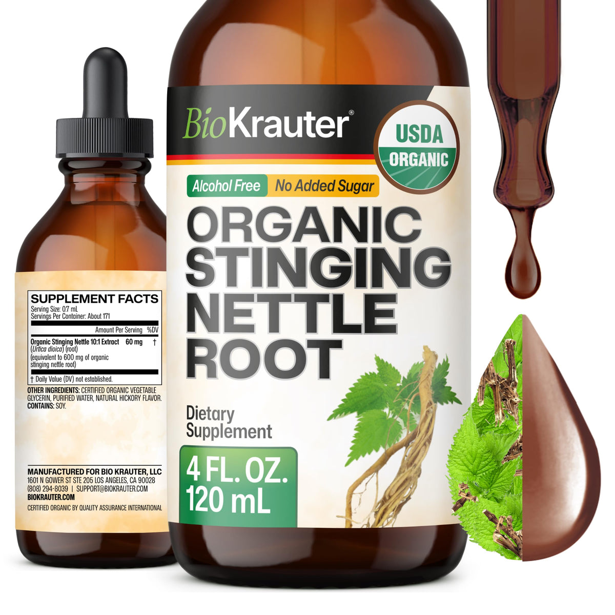 BIO KRAUTER Stinging Nettle Root Drops Organic - 4 Fl Oz