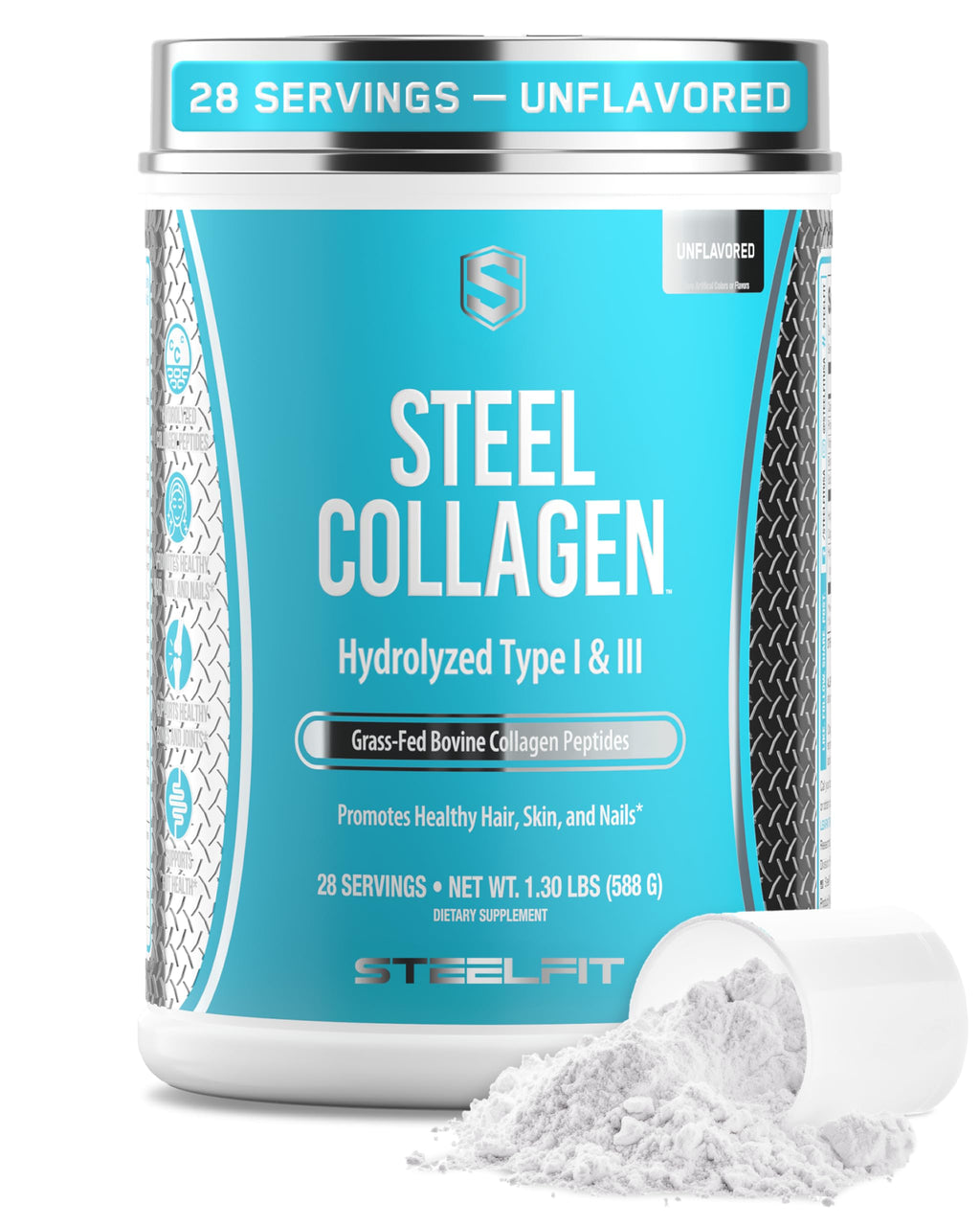 SteelFit Grass-Fed Collagen Peptides Powder Unflavored - 28 Servings