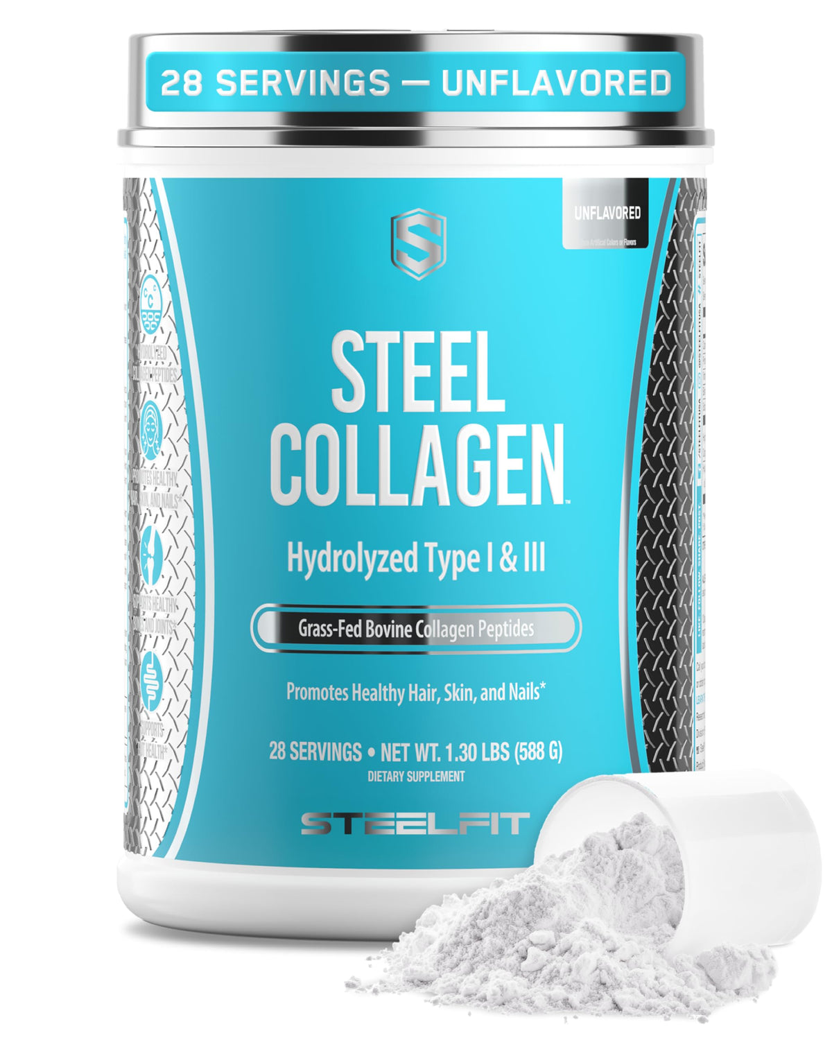 SteelFit Grass-Fed Collagen Peptides Powder Unflavored - 28 Servings