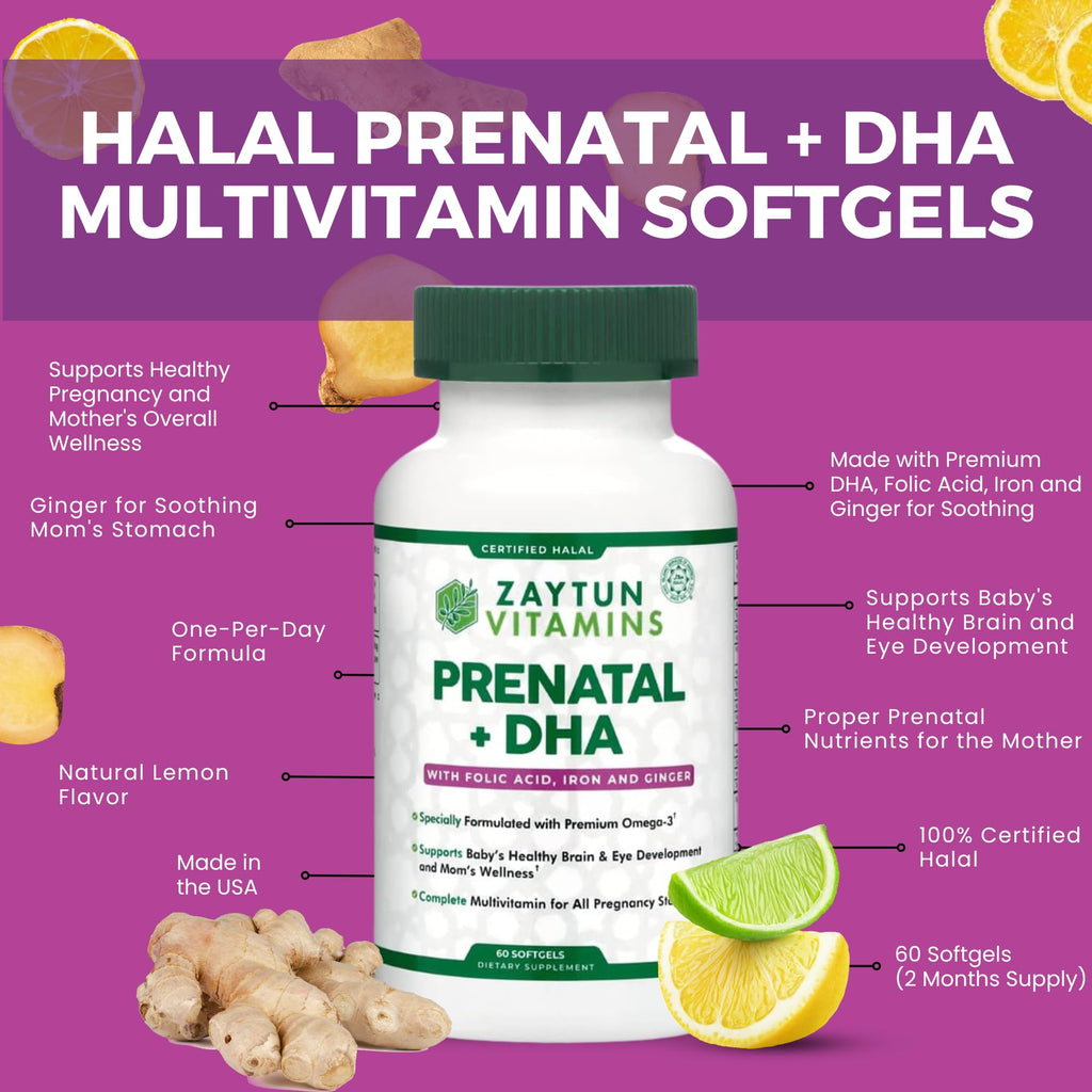 Zaytun Vitamins Halal Prenatal Vitamins + DHA - 60 Softgels - image 4