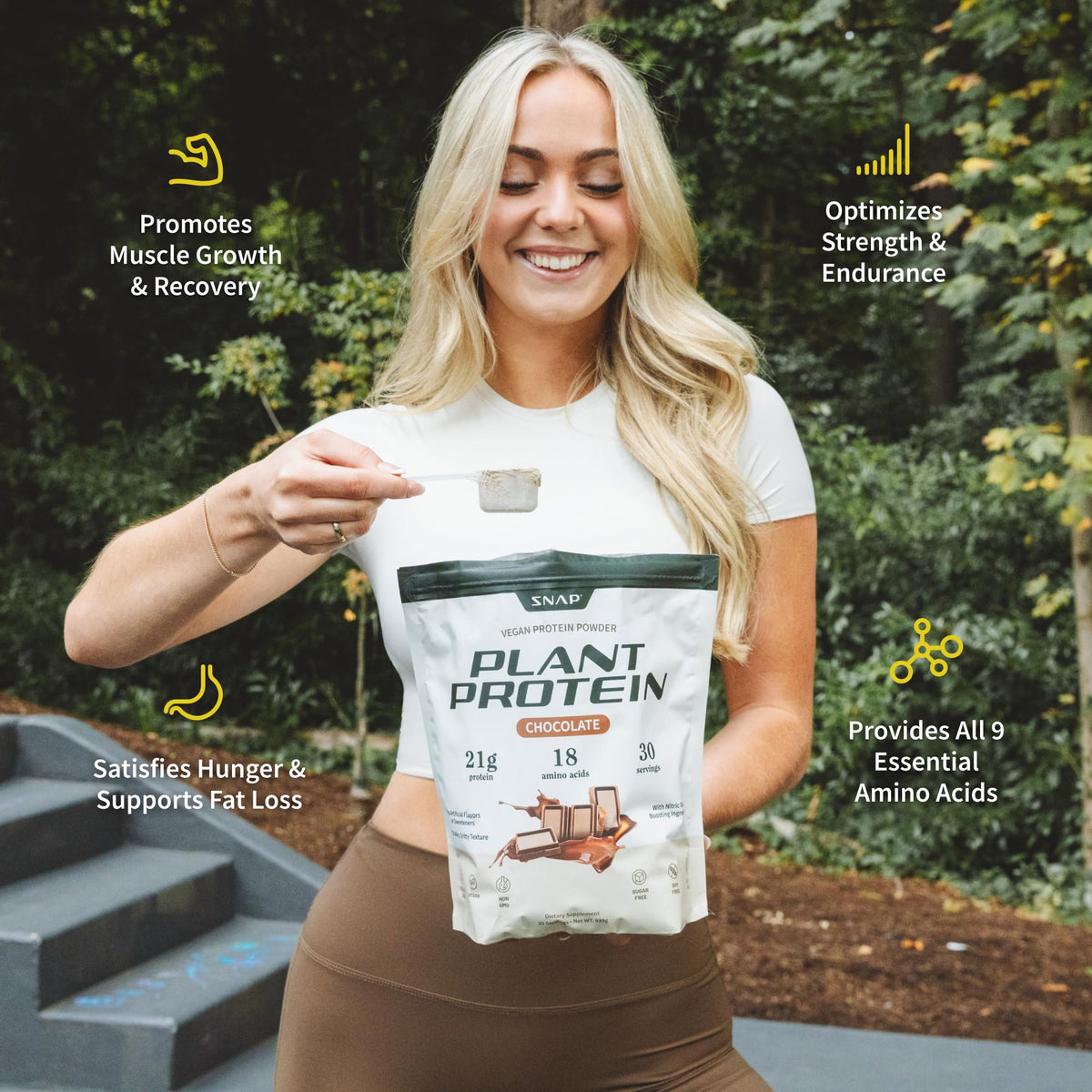 Snap Supplements Plant Based Vegan Protein Powder Chocolate - 30 Servings - image 4