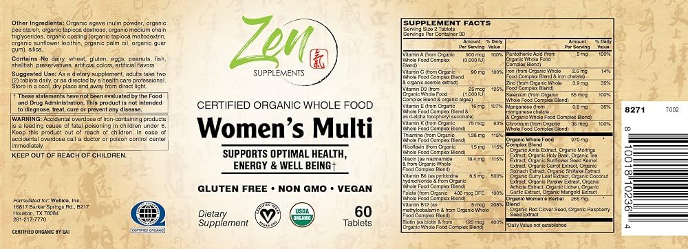 Zen Supplements Whole Food Organic Womens Multivitamin - 120 Tablets - image 2