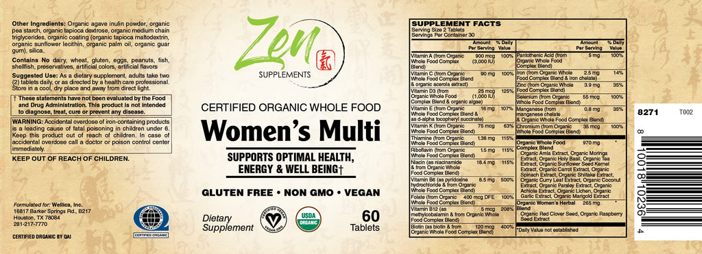 Zen Supplements Whole Food Organic Womens Multivitamin - 120 Tablets - image 2