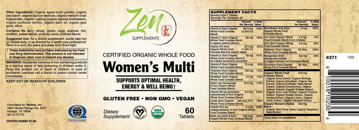 Zen Supplements Whole Food Organic Womens Multivitamin - 120 Tablets - image 2