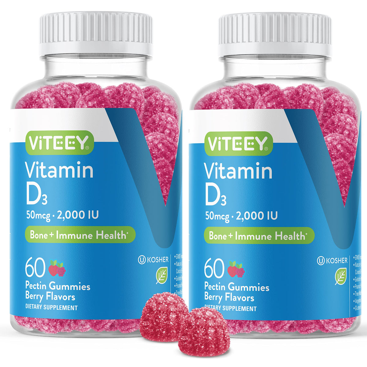 Viteey Vitamin D3 Gummies 2000 IU 50mcg Regular Strength VIT D