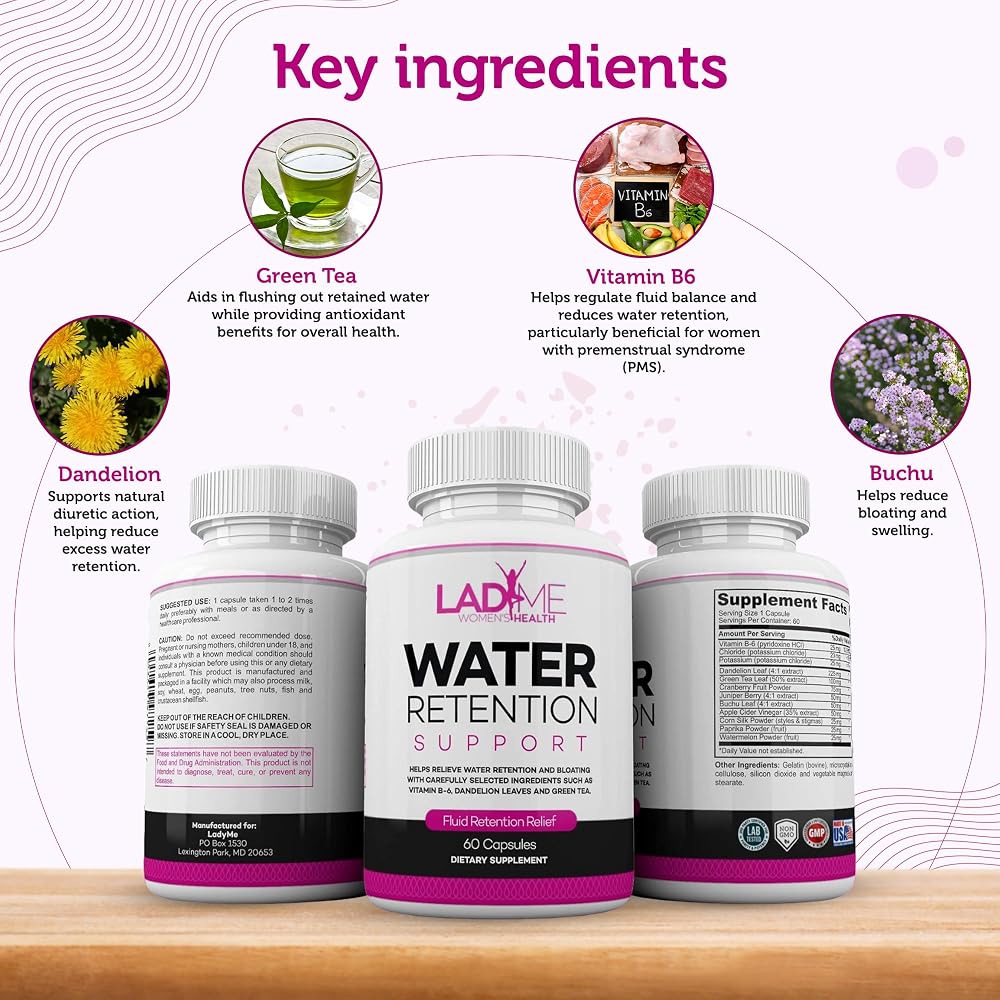 LadyMe Water Retention Pills for Women Bloating Relief - 60 Capsules - image 3