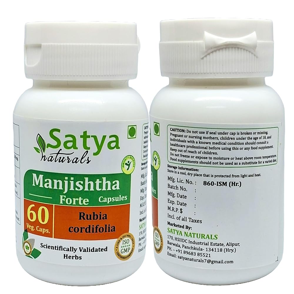 Satya Naturals Manjishtha Forte Capsules 500 mg. 60 Veg. Capsule