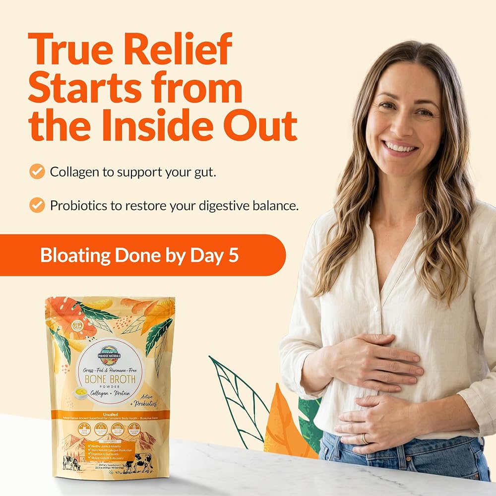 Paradise Naturals Grass-Fed Beef Bone Broth Powder with Probiotics - 40 Servings - image 3