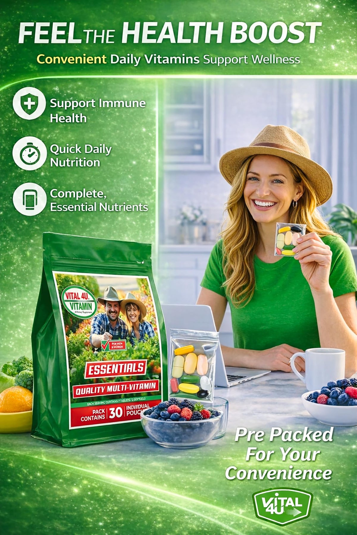 VITAL 4U Daily Multivitamin Packs for Men and Women - 30 Servings - image 5