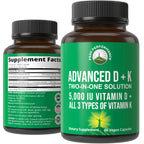 Peak Performance Vitamin D 5000 IU with Vitamin K - 60 Capsules