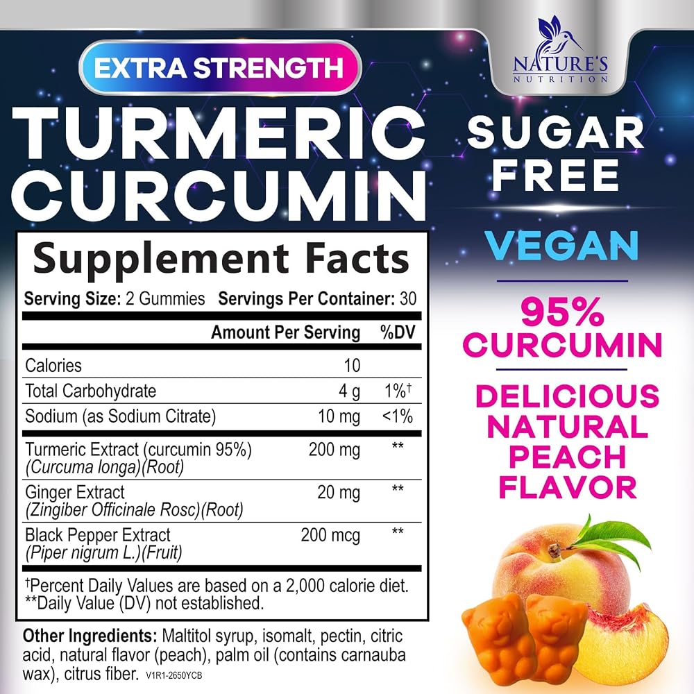 Nature's Nutrition Turmeric Gummies Joint Support - 60 Gummies - image 2