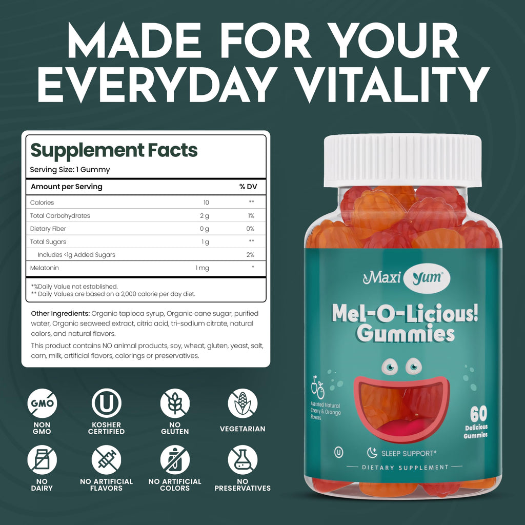 Maxi Health Kids Melatonin Gummies 1mg Cherry & Orange - 60 Count - image 4
