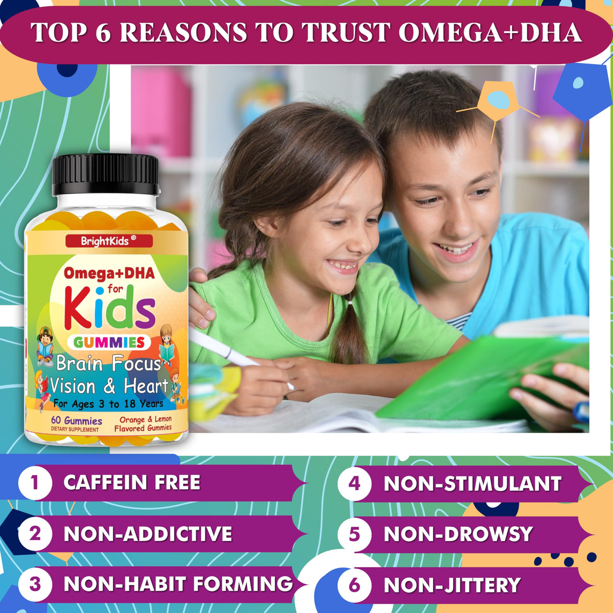 BrightKids Omega DHA Gummies for Kids & Teens - 60 Gummies - image 5