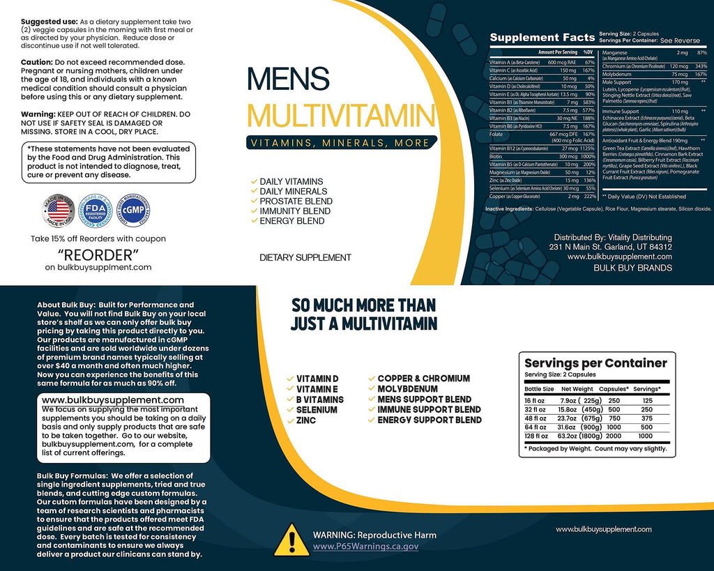 Bulk Buy Daily Multivitamin & Men's Health Blend - 2000 Capsules - image 6