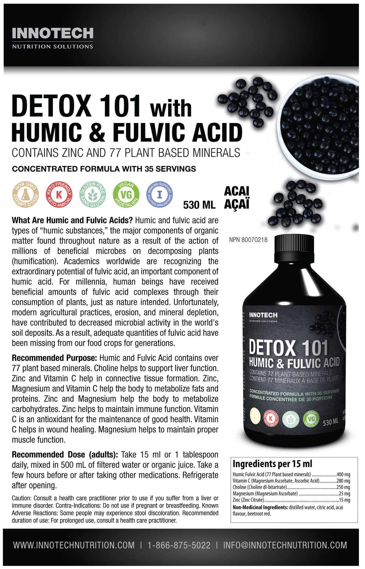 Innotech Nutrition Detox 101 Humic Fulvic Acid Liquid - 500ml - image 4