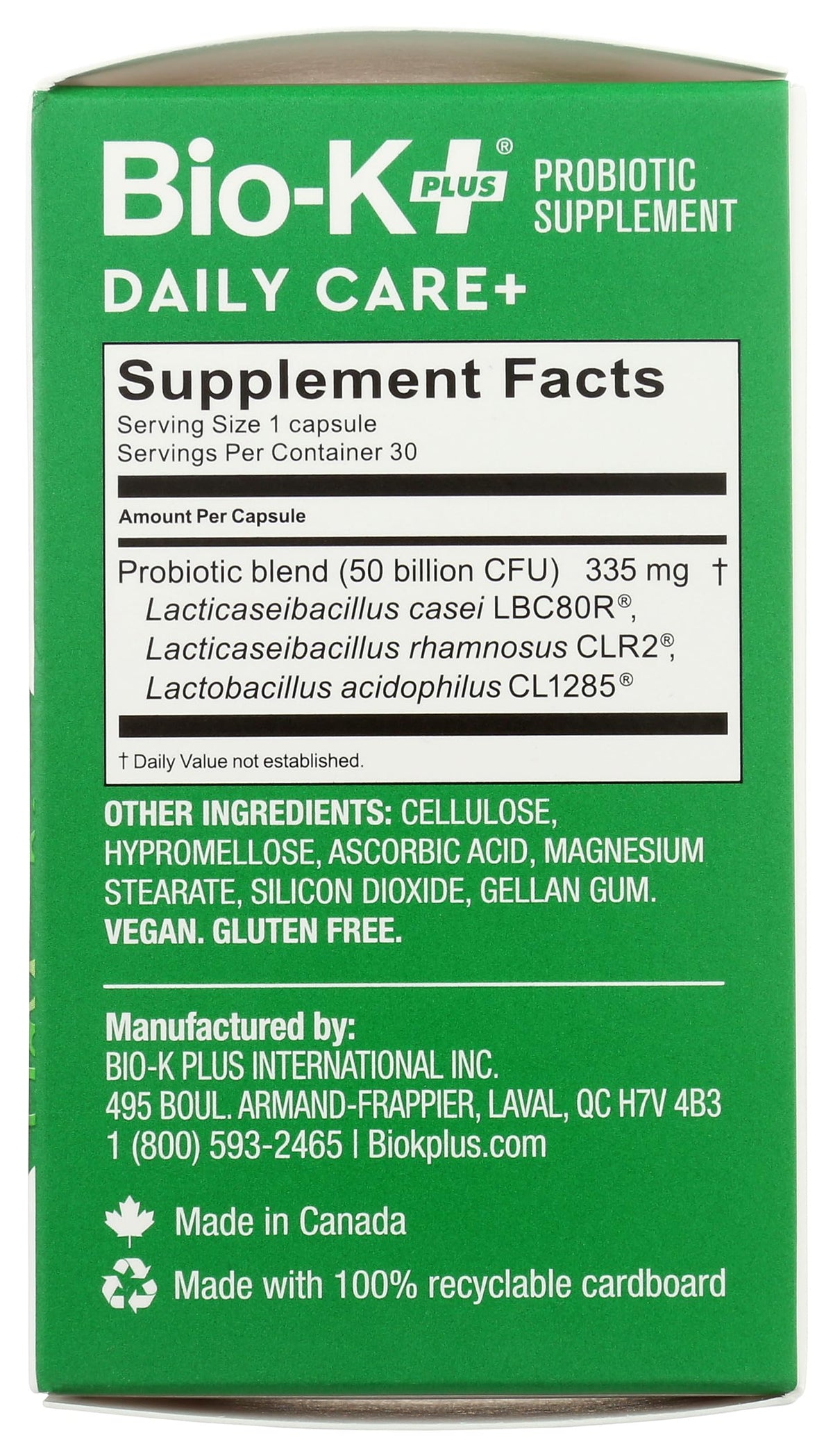 Bio-K + Daily Care Plus Probiotic Supplement Capsules for Adult Men