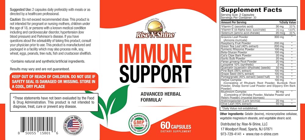 Rise-N-Shine Immune Support Supplement - 60 Capsules - image 3
