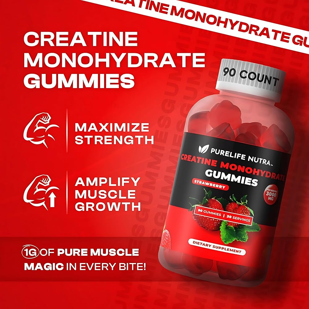 PureLife Nutra Creatine Monohydrate Gummies 3g - 90 Count - image 2