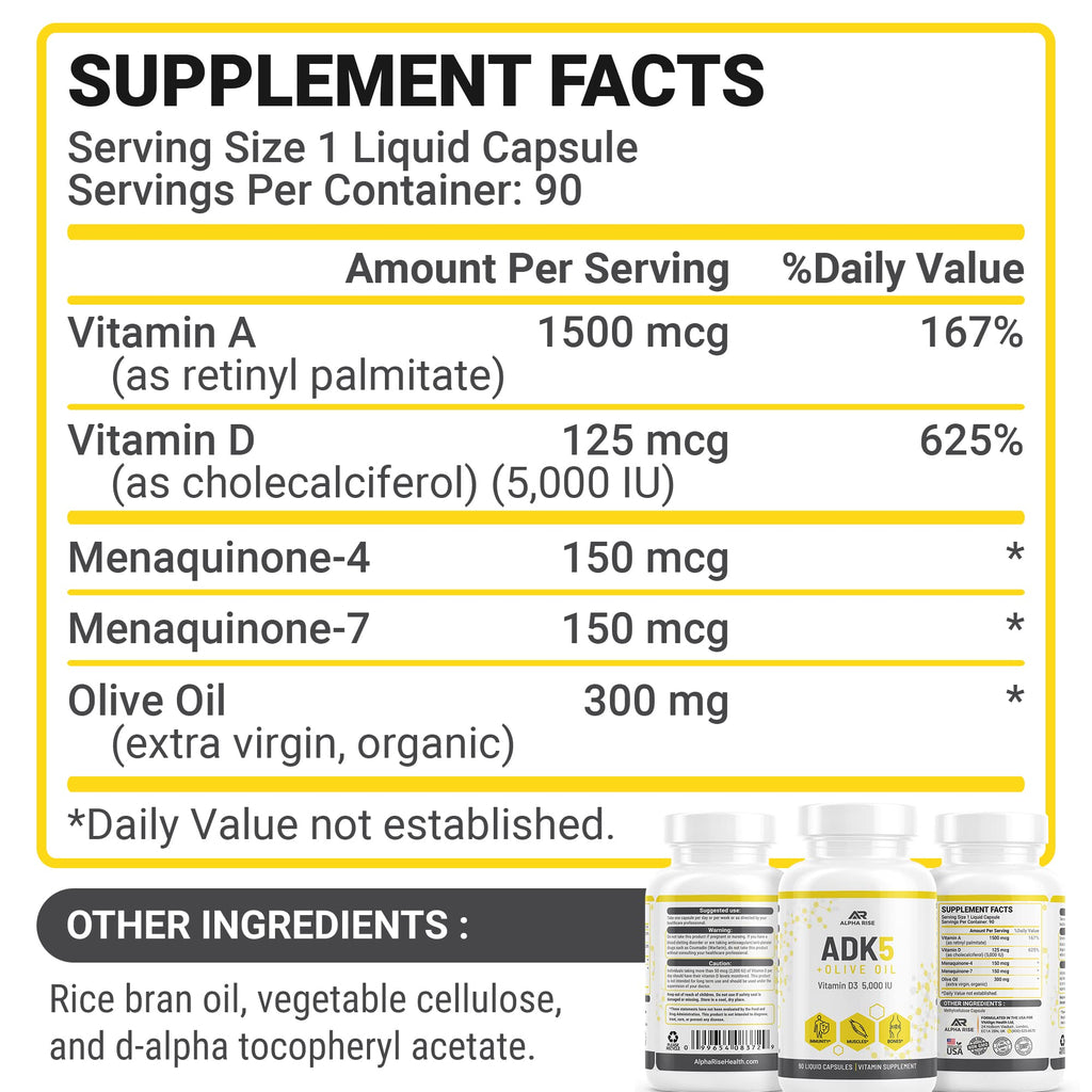 ALPHA RISE ADK 5 Vitamin Supplement with Olive Oil - 90 Capsules - image 9